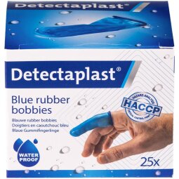 Detectaplast vingerbobs, rubber, latexvrij, blauw, pak van 25 stuks