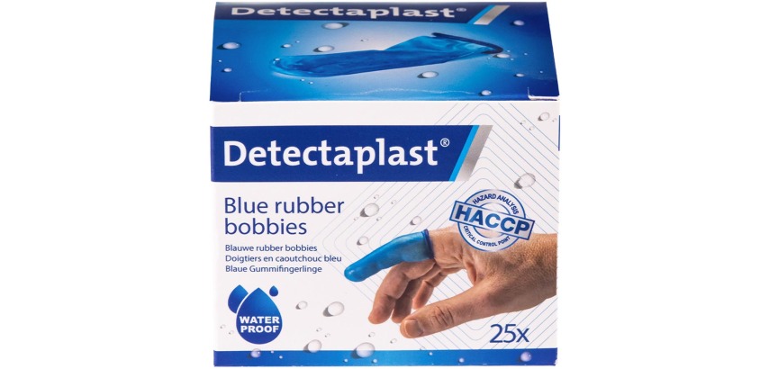 Detectaplast doigtiers, en caoutchouc, sans latex, bleu, paquet de 25 pièces