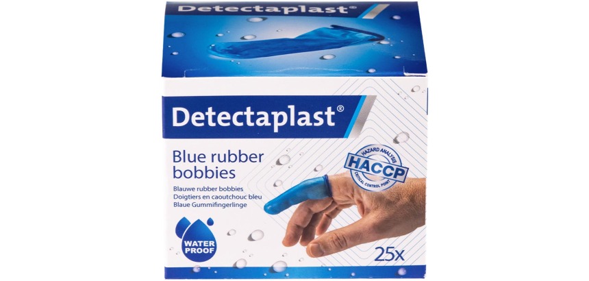 Detectaplast vingerbobs, rubber, latexvrij, blauw, pak van 25 stuks