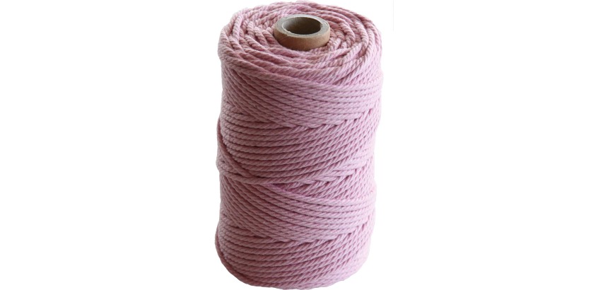 Macramétouw twine thick van 70 m, lichtroze