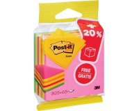 Post-it Notes Würfel, ft 76 x 76 mm, Neon, Block mit 325 + 65 Blättern, in Blisterpackung
