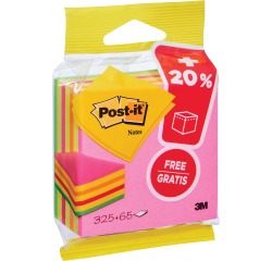 Post-it Notes cube, ft 76 x 76 mm, Néon, bloc de 325 + 65 feuilles, sous blister