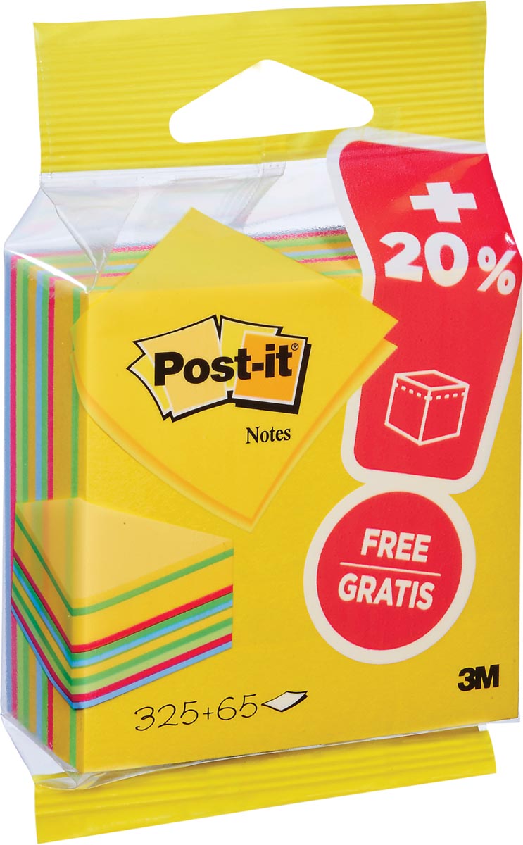 Post-it Super Sticky notes, 75 feuilles, ft 76 x 76 mm, blister DE 4 blocs,  couleurs assorties