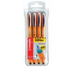 STABILO worker+ roller, 0,4 mm, étui de 4 pièces en couleurs assorties