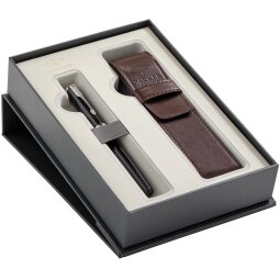 Parker giftbox Sonnet vulpen medium + pen pouch, zwart