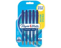Balpen Paper Mate Flexgrip Ultra blauw medium 5 stuks bliste