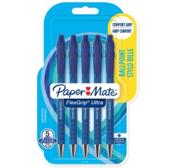 DE_Paper Mate stylo bille Flexgrip Ultra RT moyenne, blister de 5 pièces, bleu