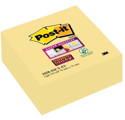 Post-it Super Sticky notes cube, 270 feuilles, ft 76 x 76 mm, jaune