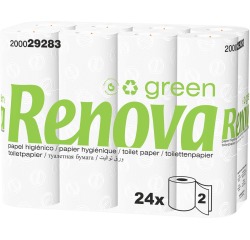 Renova Green papier toilette, 2 plis, 130 feuilles, paquet de 96 rouleaux