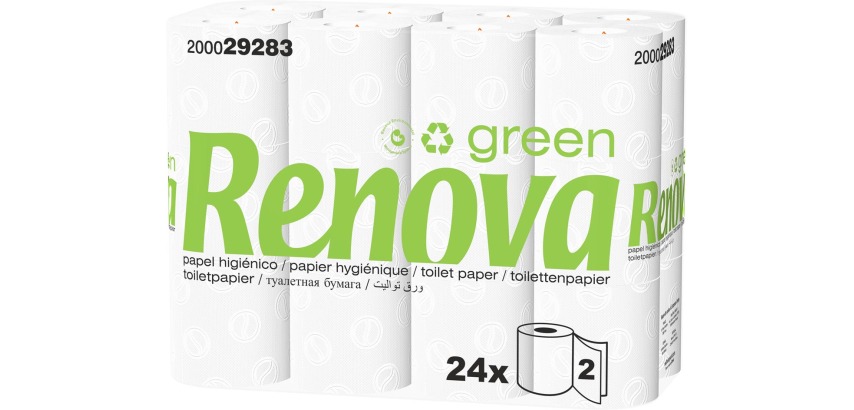 Renova Green toilet paper, 2-ply, 130 sheets, pack of 96 rolls