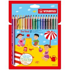 STABILO Trio thick crayon de couleur, étui de 18 pièces en couleurs assorties