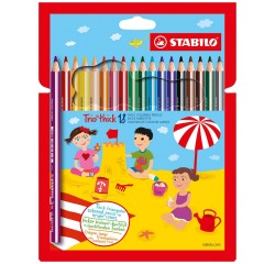 STABILO Trio thick crayon de couleur, étui de 18 pièces en couleurs assorties