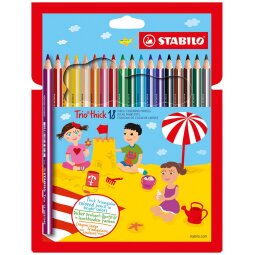 STABILO Trio thick crayon de couleur, étui de 18 pièces en couleurs assorties