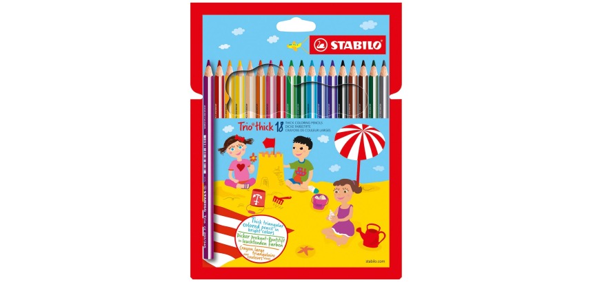 STABILO Trio thick crayon de couleur, étui de 18 pièces en couleurs assorties