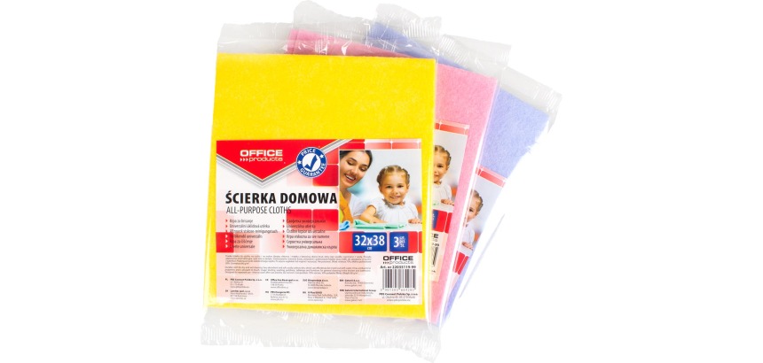 OFFICE products chiffons vaiselles universels, 32 x 38 cm, couleurs assorties, pacquet de 3 pièces