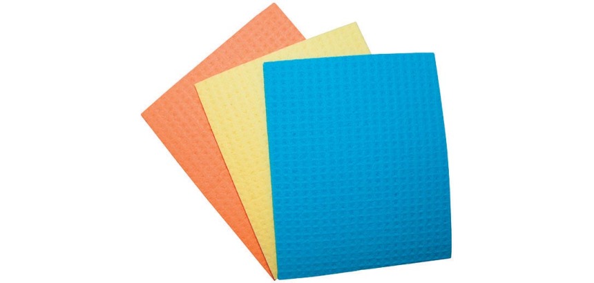 OFFICE products sponsdoekjes, 16 x 18 cm, geassorteerde kleuren, pak van 3 stuks