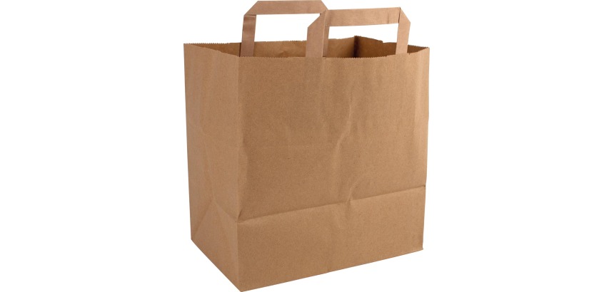 Paper bag, ft 32 x 16 x 42 cm, brown