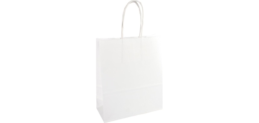 Sac en papier, ft 22 x 10 x 31 cm, blanc