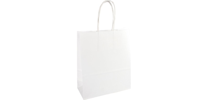 Sac en papier, ft 32 x 12 x 41 cm, blanc