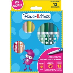Paper Mate feutre lavable, blister de 12 pièces