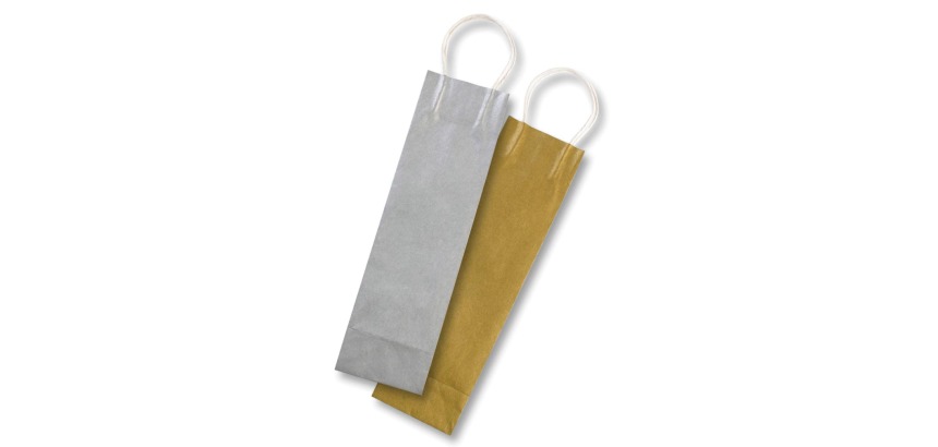 Folia sac papier kraft pour bouteilles, 110 g/m², or et argent, paquet de 6 pièces