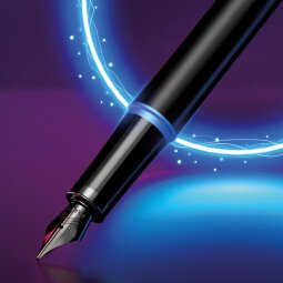 Parker IM Vibrant Rings stylo plume fin, noir avec accents bleus