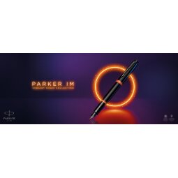 Parker IM Vibrant Rings stylo plume fin, noir avec accents oranges