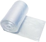 Sac poubelle HDPE, 10 microns, ft 44 x 48 cm, transparent, rouleau de 50 pièces