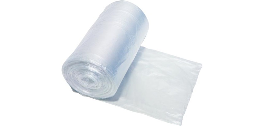 Sac poubelle HDPE, 10 microns, ft 44 x 48 cm, transparent, rouleau de 50 pièces