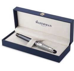Waterman stylo plume Expert Deluxe, moyenne, gris métallique CT, en boîte cadeau