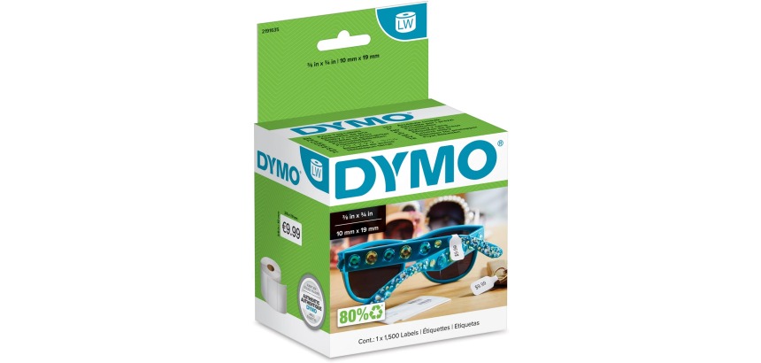 Etiquette DYMO LabelWriter carte prix 10x19mm 1 rouleau 1500 pièces blanc