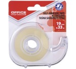 OFFICE products adhesive tape, 19 mm x 33 m, with dispenser, transparent, in blister pack