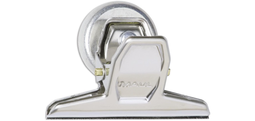 MAUL Pince-papier clip Bulldog pro avecaimant, chromé largeur 75mm, 3 pc argent clair