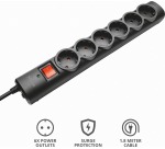 Trust Surge Guard Steckdosenleiste, 6 Steckdosen mit Überspannungsschutz