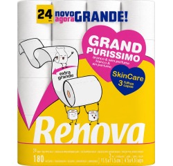 Renova Purissimo toiletpapier, 3-laags, 180 vellen, pak van 24 rollen