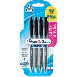 Paper Mate stylo bille Flexgrip Gel, blister de 4 pièces, noir