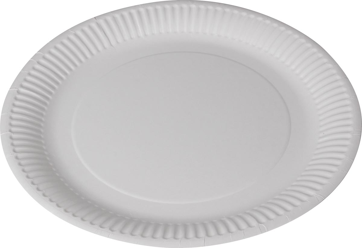 Assiettes Carton Rondes Blanc Bord Doré 23cm x8