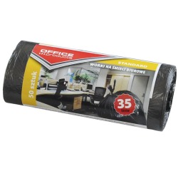 OFFICE products sac poubelle, HDPE, 63 microns, 35 litres, noir, rouleau de 50 pièces