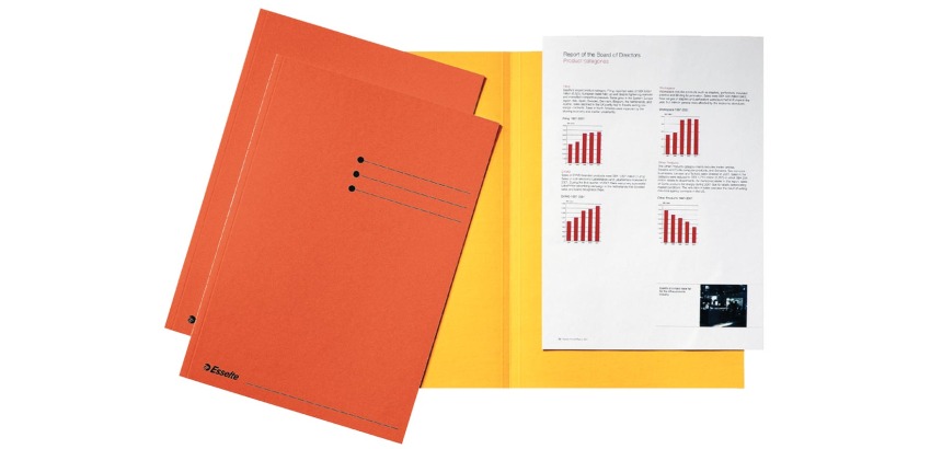 Esselte filing folder, orange, 180 g/m² cardboard, pack of 100 pieces