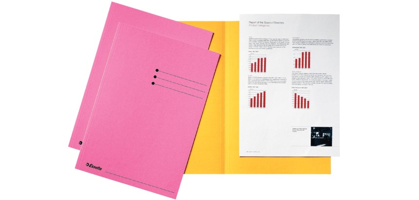 Esselte filing folder, pink, 180 gsm cardboard, pack of 100 pieces