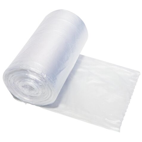 Sac poubelle HDPE, 0,16 microns, ft 39 x 49 cm, 10 l, transparent, rouleau de 50 pièces