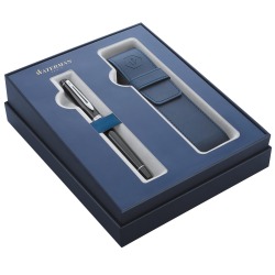 Waterman giftbox vulpen Expert black met palladium detail + blauw penzakje