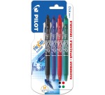 Roller rétractable Pilot FriXion Ball Clicker, pointe medium, 0,7 mm, blister de 4 pièces