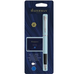 Stylo plume Waterman Allure violet pastel F bleu + cartouches encre bleue