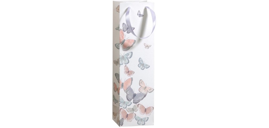 Geschenkzak Tender Butterflies, voor fles, 38 x 10 x 10 cm