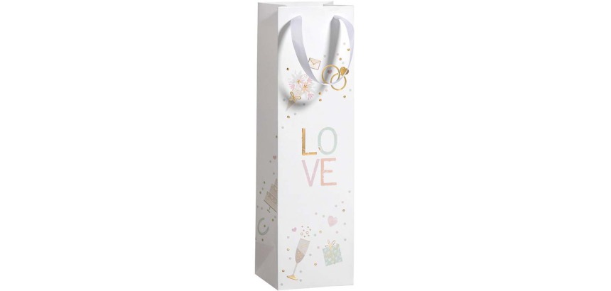 Geschenkzak Love, voor fles, 11 x 38 x 11 cm