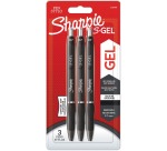 Sharpie S-Gel Medium Black Gel Pen Blister Pack of 3 Pieces