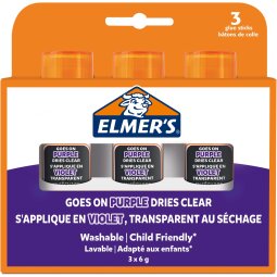 Elmer's disparition des colles en bâtons de 6 g, blister de 3 pièces, violet