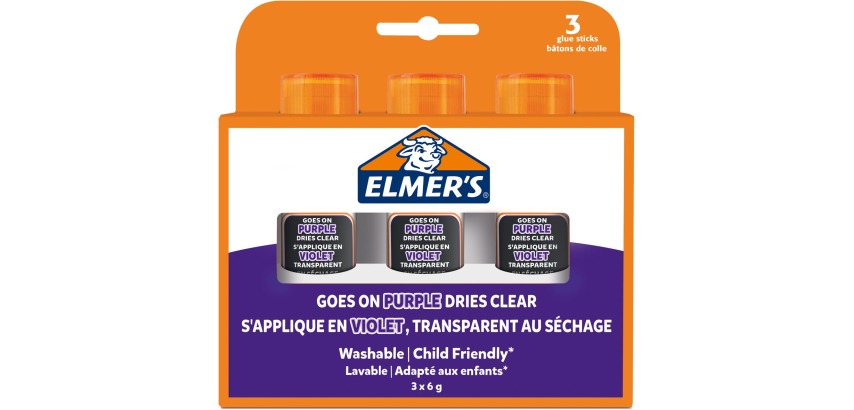 Elmer's disappearance of 6g glue sticks, pack of 3 pieces, purple