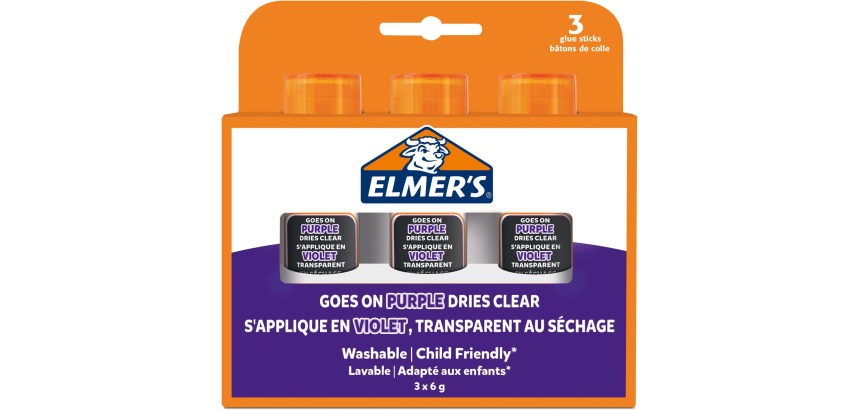 Elmer's disparition des colles en bâtons de 6 g, blister de 3 pièces, violet